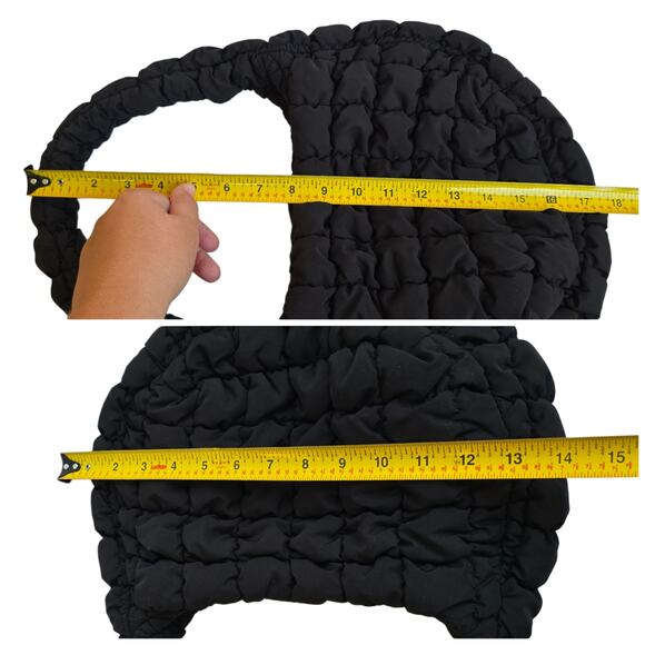 COS Quilted Mini Bag Black Puffer Purse Zip Top Hobo Handbag - Picture 8 of 9